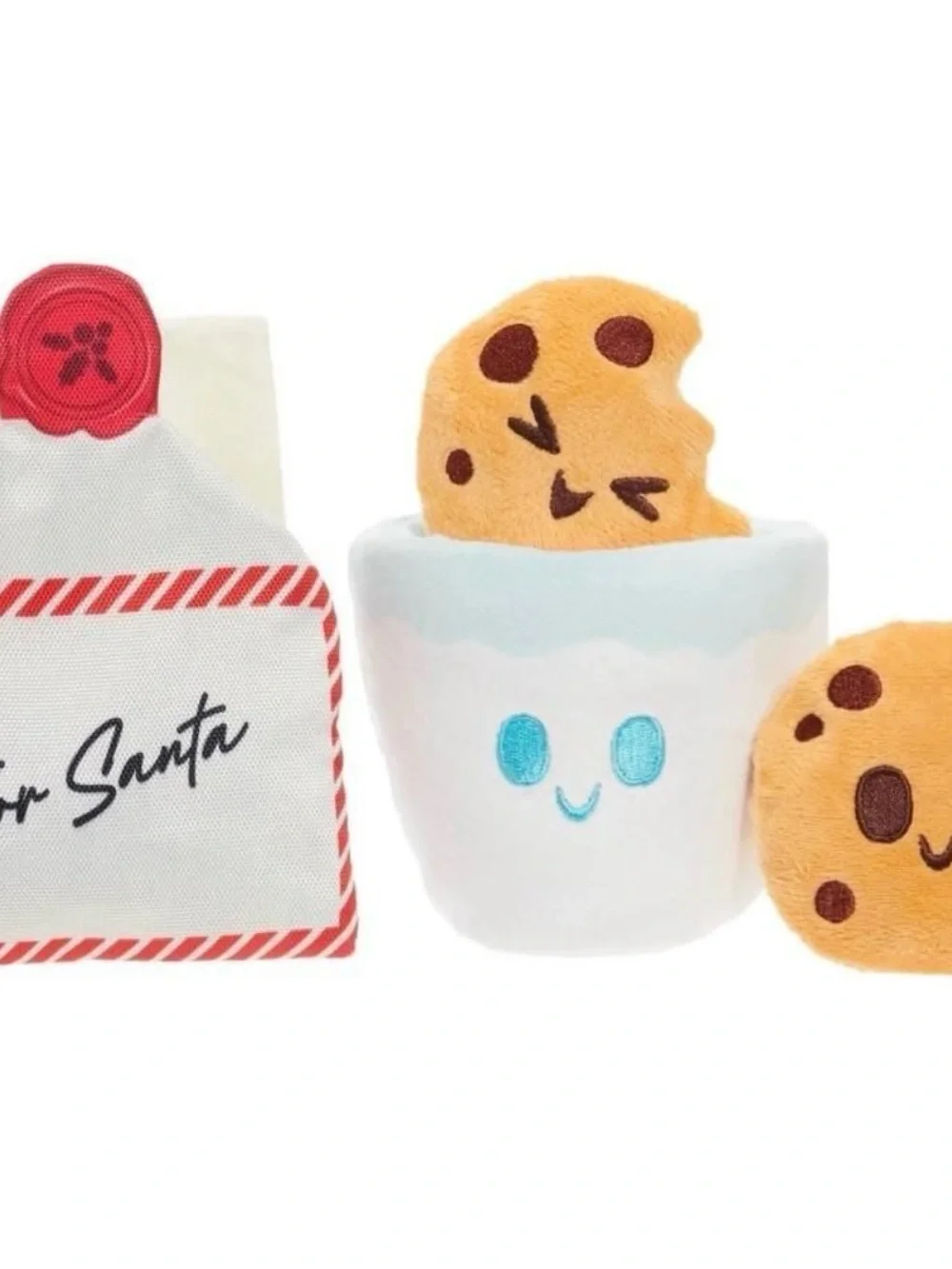 Bark Plush Holiday Cookies & Mug Set - Tan, White, Blue